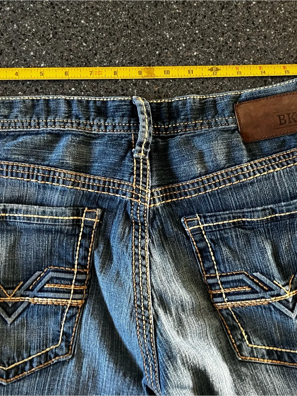 BKE Men's Relaxed Jeans in Medium Blue with Contrast Stitching straight leg